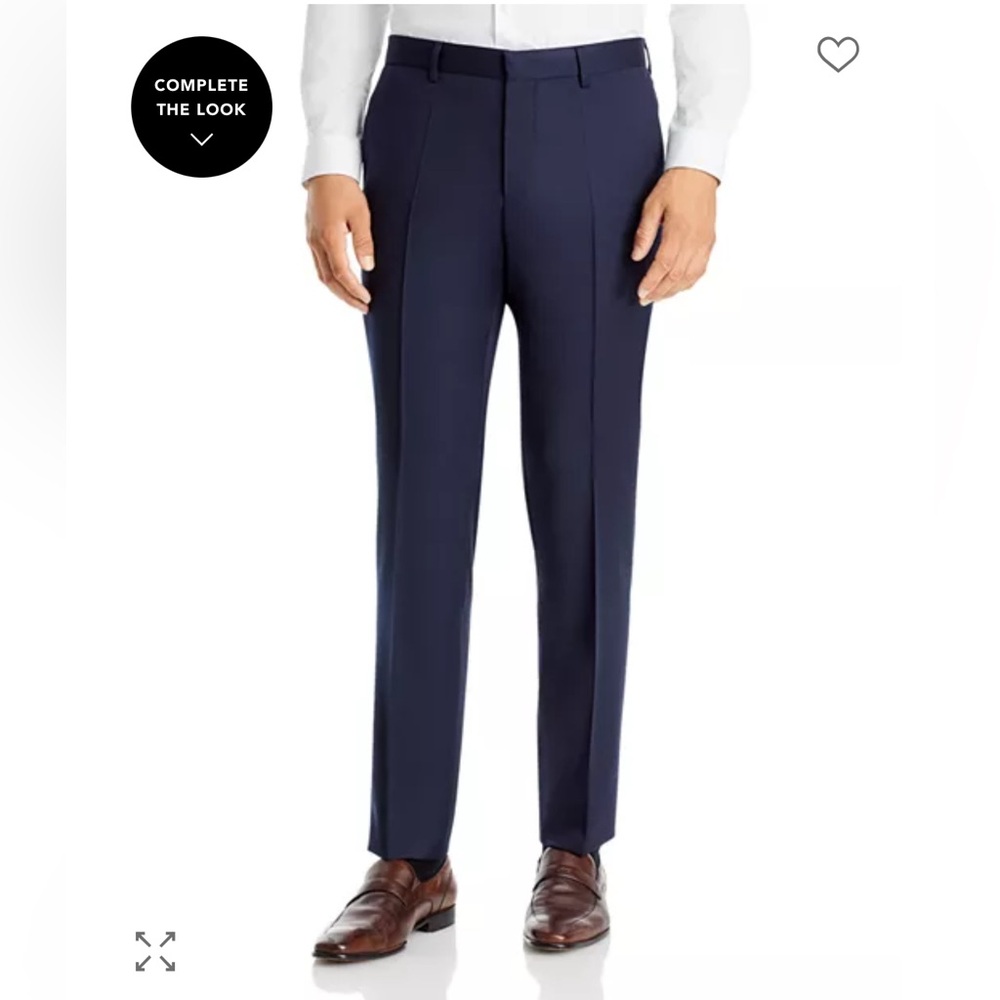 Hugo Boss Dark Blue Genius 5 100% virgin wool raw hem dress Pants NWT 44L